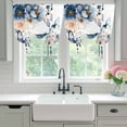thumbnail image 4 of Vintage Blue Floral Tie Up Curtains for Windows, Adjustable Balloon Window Shades, Farmhouse Watercolor Flower Butterflies Kitchen Window Treatments Farmhouse Short Curtains with Rod Pocket 42"x45", 4 of 8