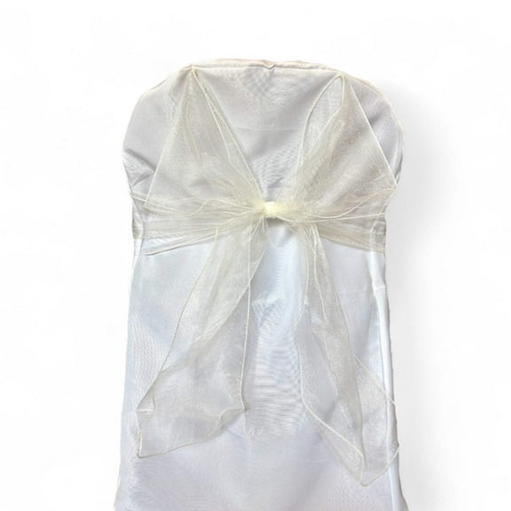 9 x 10 Ft Organza Chair Bows/Sashes Ivory (12 pieces)