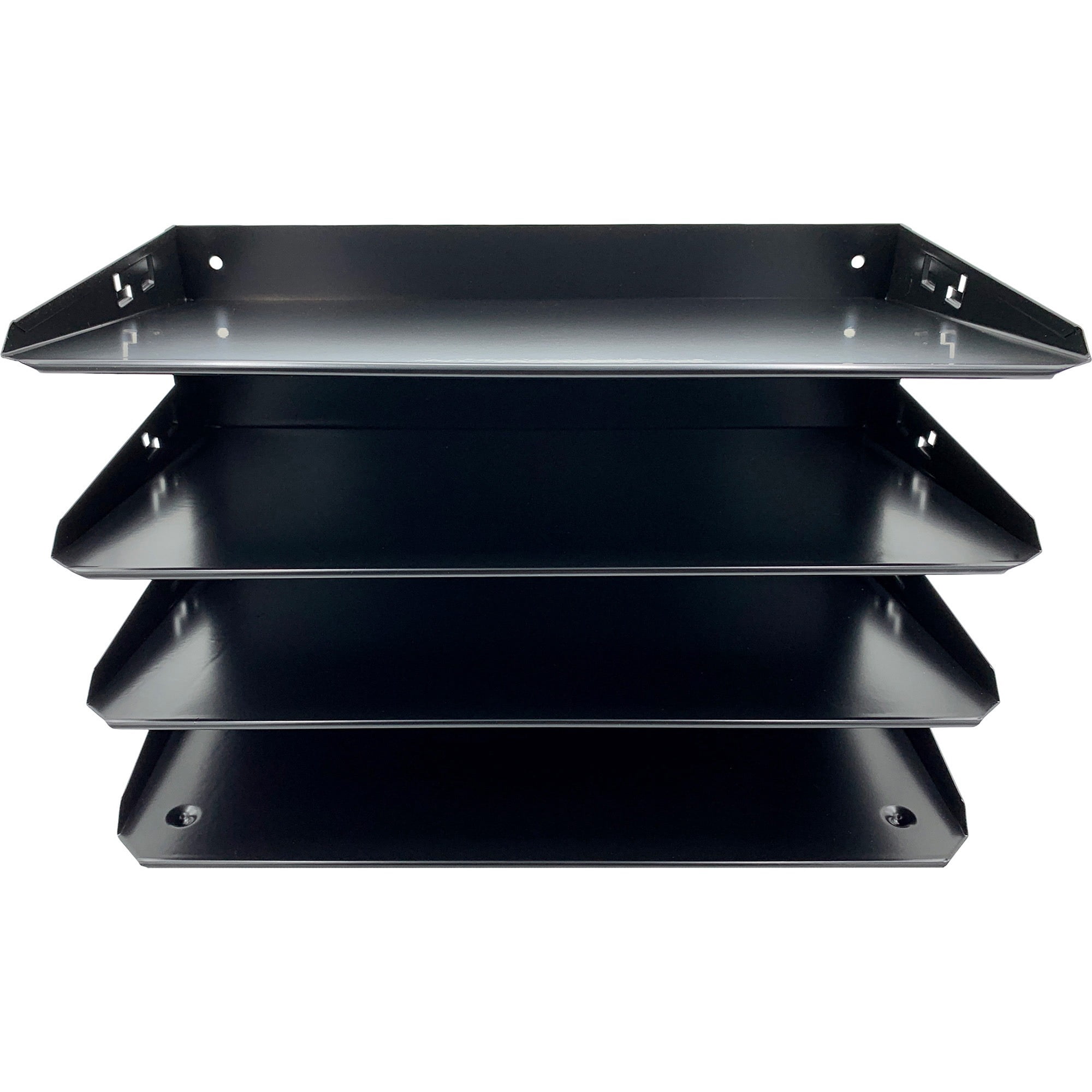 Huron Desktop Horizontal 4-Slot Legal File Organizer, Black Steel