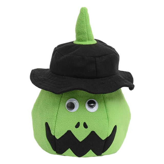 yuksok Halloween Bucket Pumpkin Basket with Hat Multipurpose Party Bag Reusable Pumpkin Green
