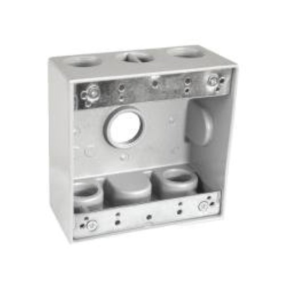 Caja para tomacorrientes eléctrica Sealproof de 2 módulos, 3/4", resistente a la intemperie