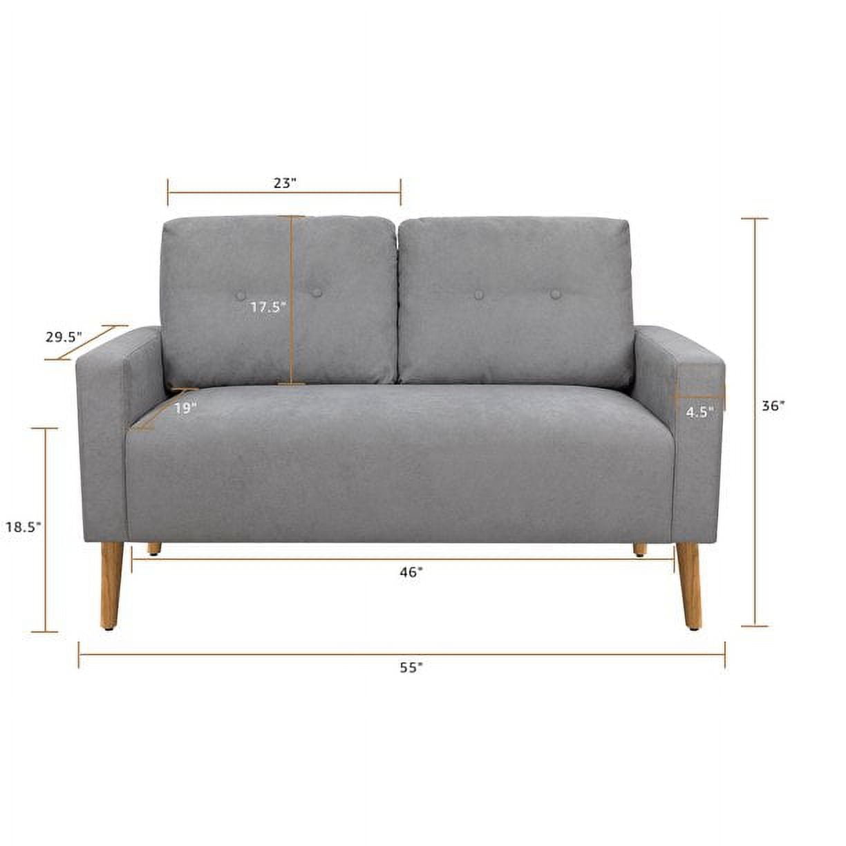 Lacoo Mid-Century Loveseat Button Tufted 2 Seater Sofa, Gray Fabric