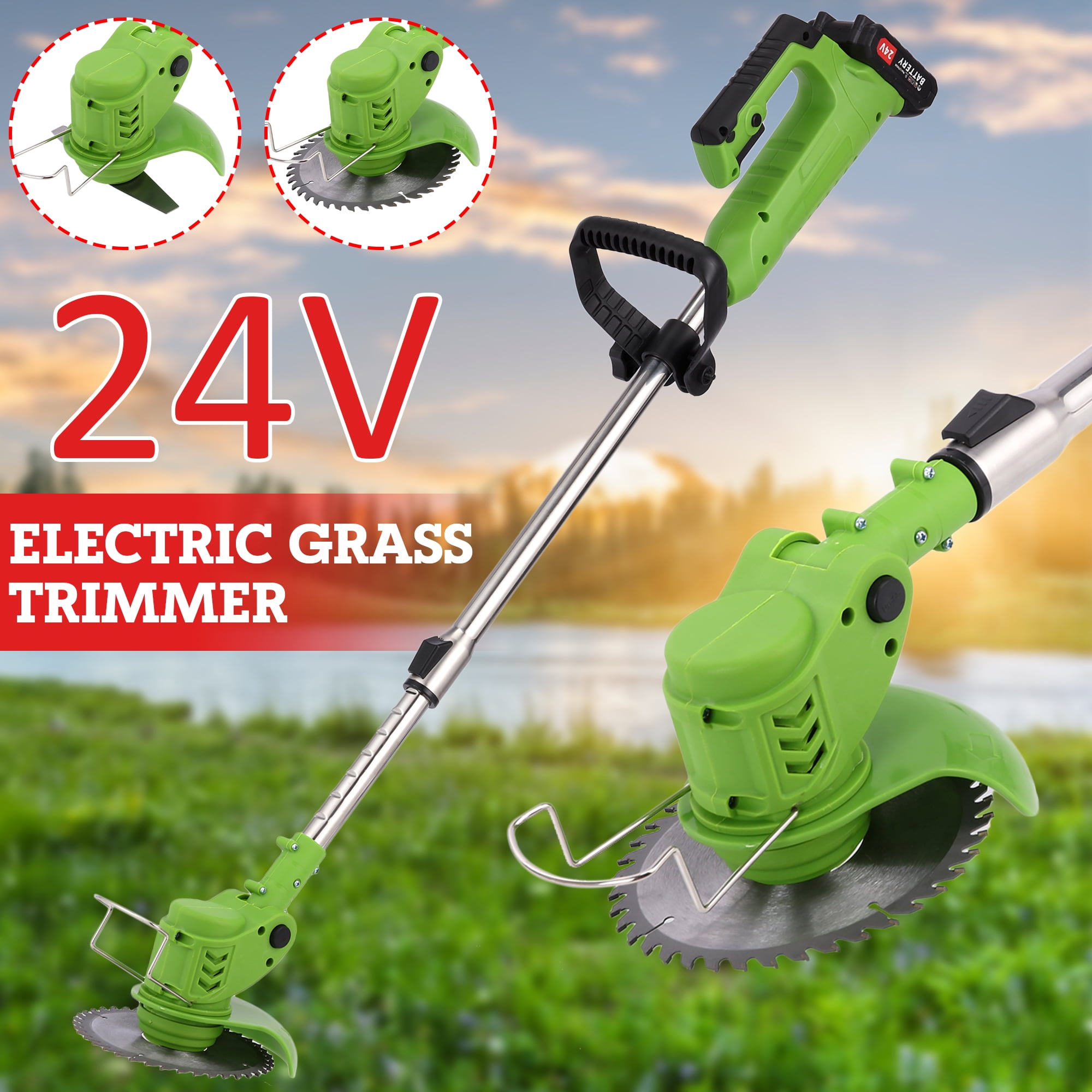 GardenJoy String Trimmer,12V Cordless Trimmer Lawn with Cutting Blade Adjustable Handle and Height for Weed Wacker,Yard and Garden 2.0Ah Lithium-ion Edger Battery Powered & Electric Grass Trimmer 