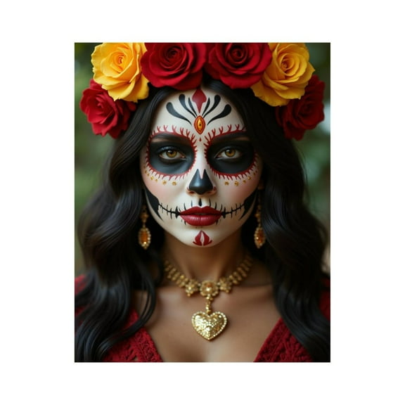 Paint By Numbers Kit for Adults Beginner - DIY Day Of The Dead Face Paint Roses Canvas Painting Kits for Adults, Frameless Paint By Number for Adults for Home Wall Decor 16x20 Inch