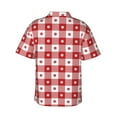 thumbnail image 4 of Xecao Red Plaid Daisy print Hawaiian shirt - a stylish short-sleeve button-down for men, perfect for casual beach and tropical outings., 4 of 9