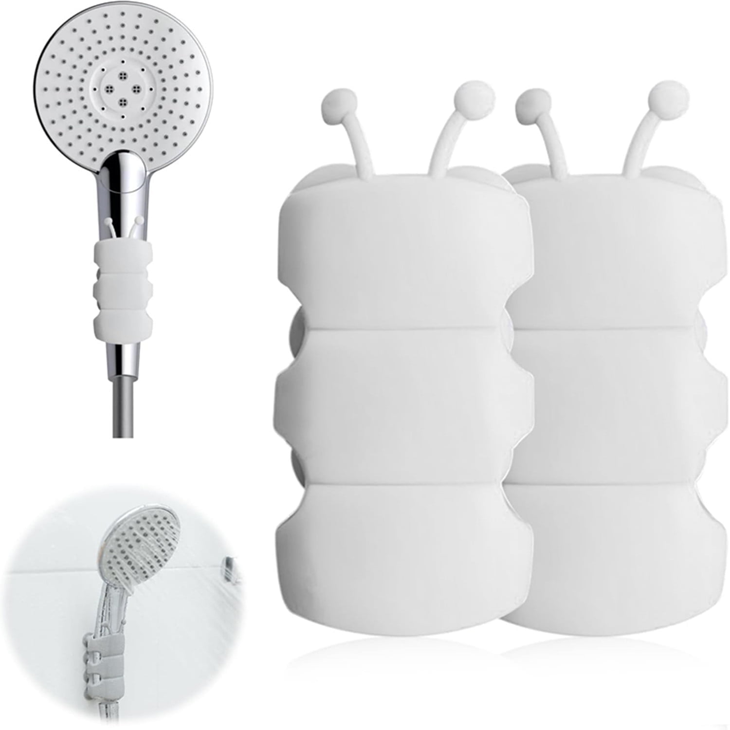 Silicone Shower Head Holder, 2025 New Universal Relocatable Shower Head Suction Cup Holder, Adjustable Shower Holder for Bathroom Non Drilling (White 2)