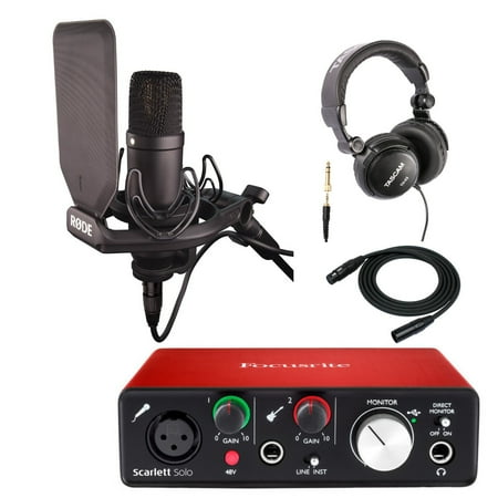 - Rode NT1 Kit Condenser Microphone with Focusrite Interface, Headphones and XLR