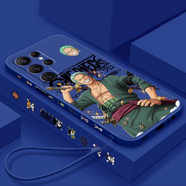 One Piece Luffy Zoro Cool Liquid Left Rope For Samsung Galaxy S24 S23 S22 S21 S20 FE S10 Ultra Plus Lite 5G Cover Back