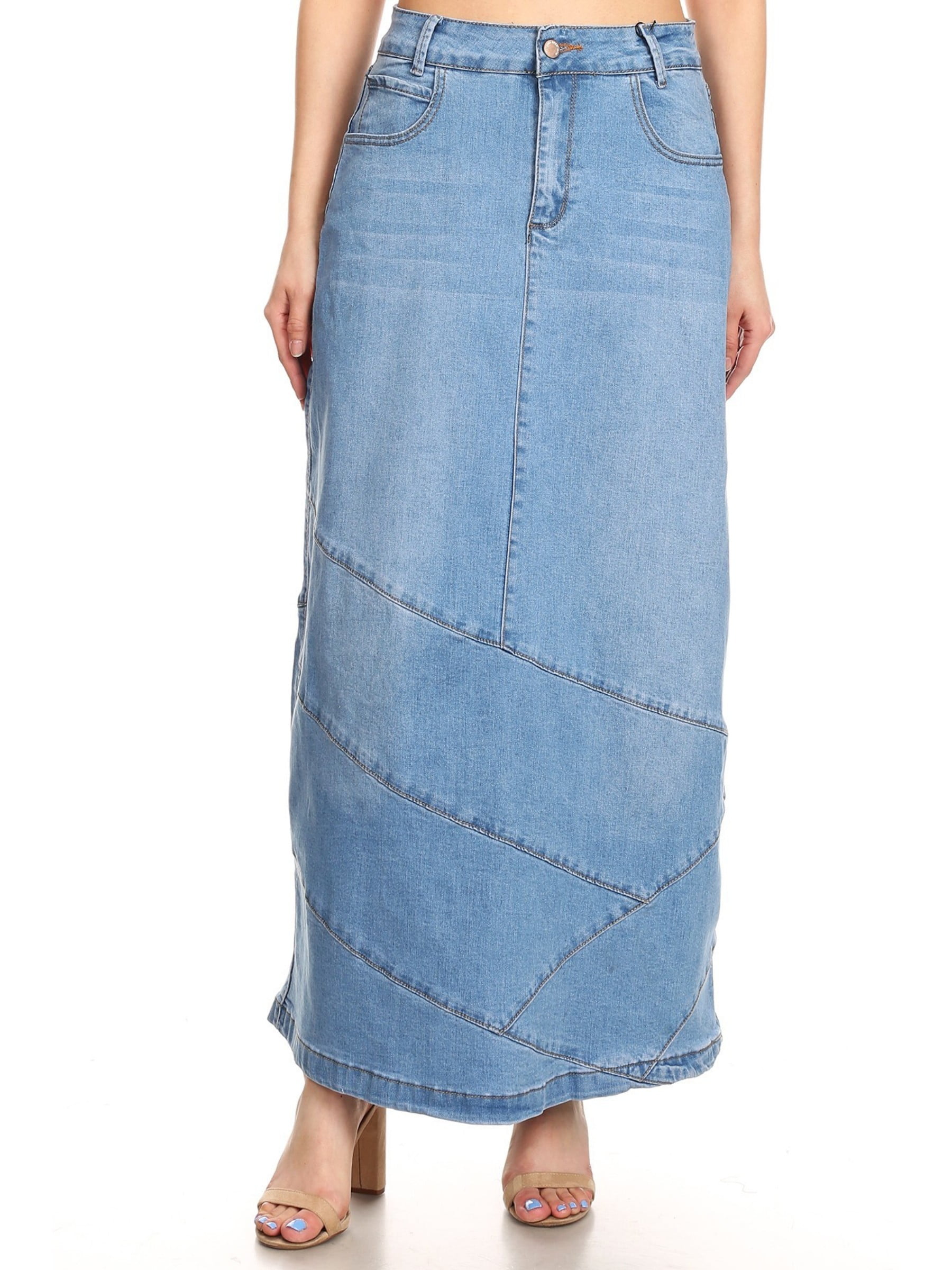 long jean pencil skirt