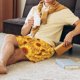 thumbnail image 5 of Balery Vintage Leopard Print Sunflower Pantalones cortos de pijama de punto de algodón para hombre con cinturilla y bolsillos-XX-Large, 5 of 6
