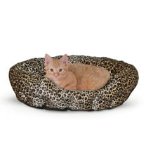 K&H Pet Products Self-Warming Nuzzle Nest Pet Bed Leopard/Tan 19 Inches