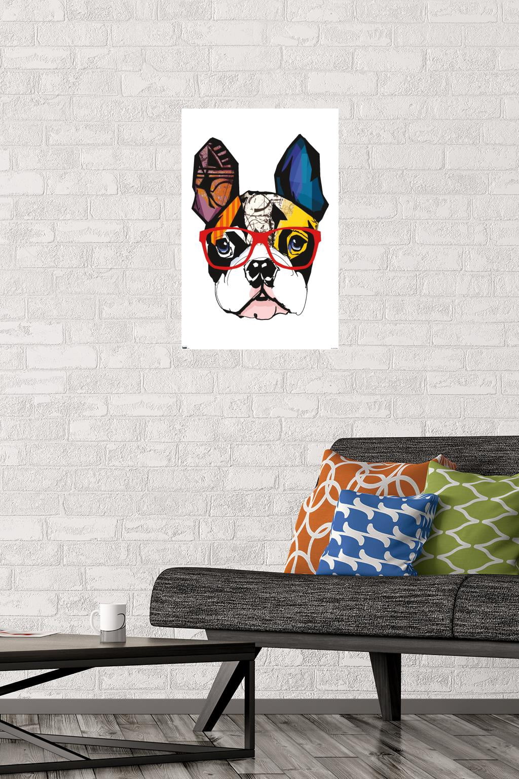 Art Deco - Boston Terrier with Glasses Wall Poster, 14.725" x 22.375"