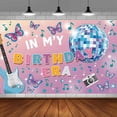 thumbnail image 6 of Music Theme Birthday Party Backdrop Photography Background in My Birthday Era Banner for Girl Birthday Party Baby Shower Cake Table Decorations Singer Happy Birthday Banner, 6 of 9