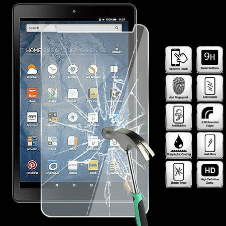 Tempered Glass Screen Protector For Amazon Kindle Fire HD 8 ( New 7th Gen 2017 (Best Kindle Screen Protector)