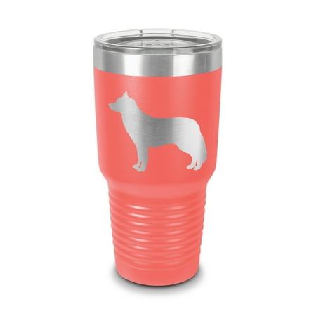 

Siberian Husky Tumbler 30 oz - Laser Engraved w/ Clear Lid - Stainless Steel - Vacuum Insulated - Double Walled - Travel Mug - dog canine pet - Coral