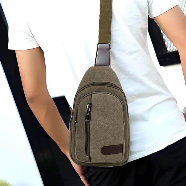 Men's Chest Bag Casual Sports Singles Shoulder Canvas Bag Construction Sites Work Wear Resistants Crossbody Bag