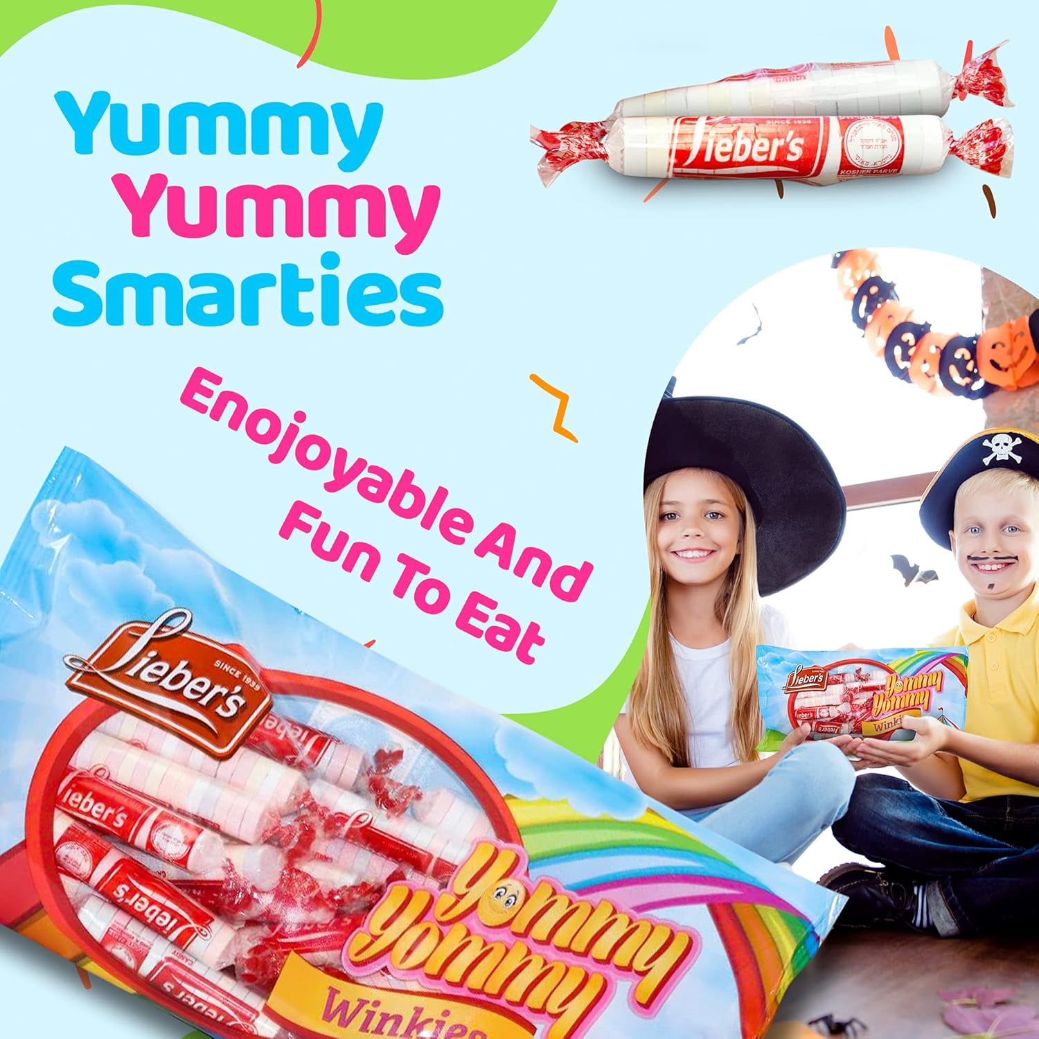 Lieber's Smarties Assorted Flavored Hard Candy Rolls, Party and Parade Favorite, Individually Wrapped, 2 Pack, 9 oz