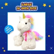 Light Up Stuffed Animal Glow Plush Sleep Toy 7 color Changing White Unicorn Battery Operated 16 inch