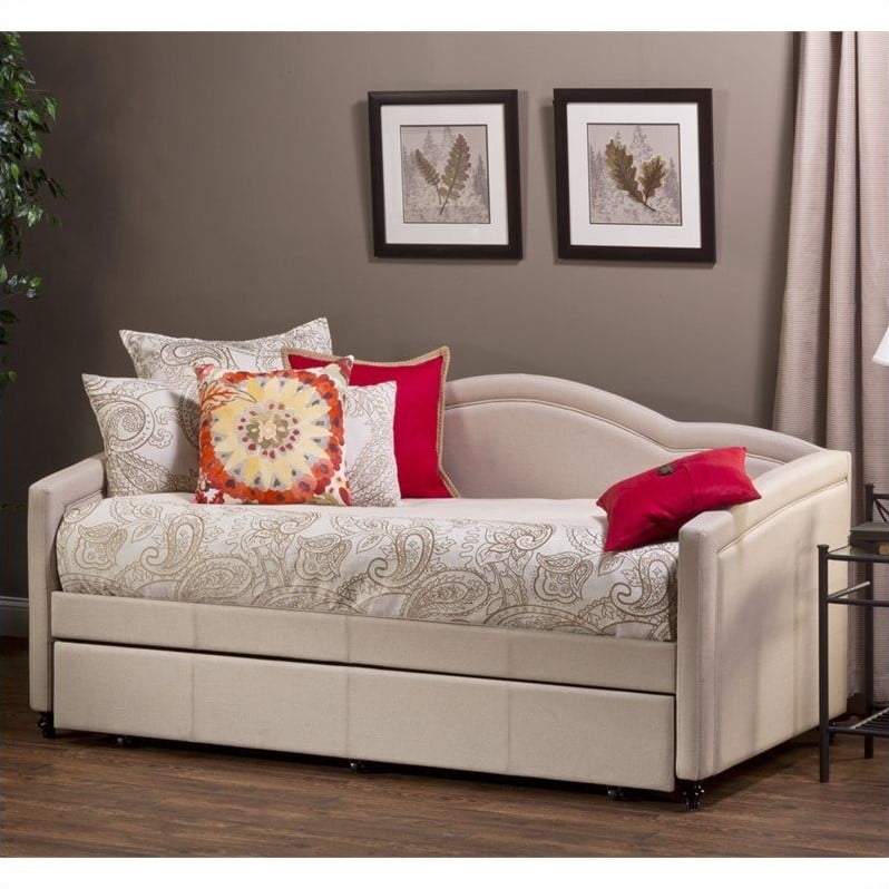 Hillsdale Furniture Jasmine Upholstered Twin Daybed With Trundle Linen Stone 