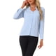 thumbnail image 1 of CAMISA DE BOTONES DE MANGA LARGA CON ESCOTE EN V ELEGANTE PARA MUJERES CHIC S AZUL CLARO, 1 of 6