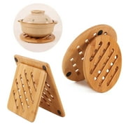 Funie Bamboo Trivet Non-Slip Heat Resistant Hot Pot Holder Table Dish Cup Mat Pad