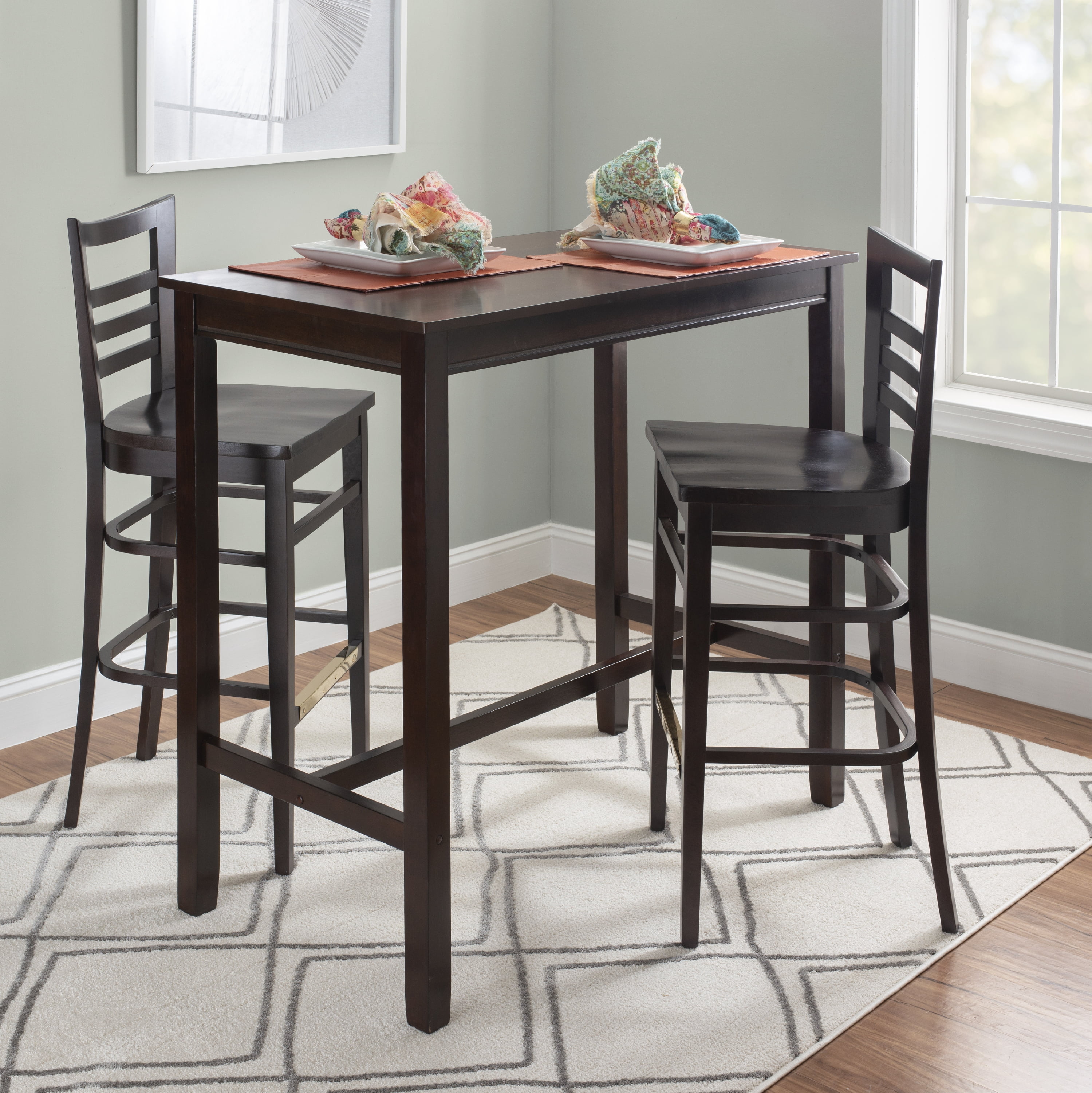 Linon Birkdale 30" Bar Stools, Deep Brown Stain Finish, Set of 2