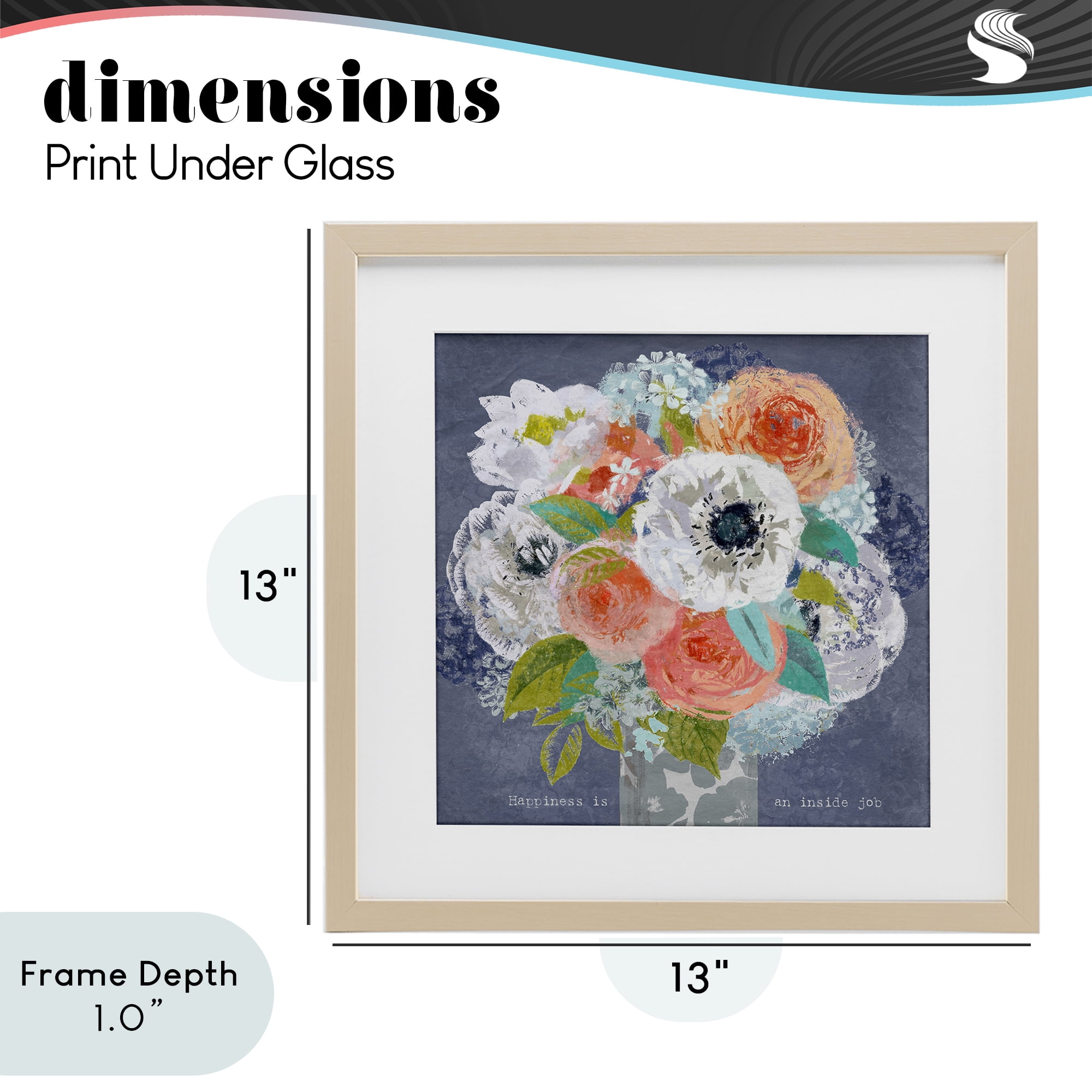 Stupell Industries Happiness Is An Inside Job Birch Framed Print Under Glass, design by Suzanne Nicoll