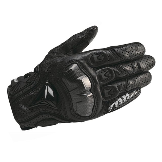 Guantes de motocicleta de cuero genuino para hombre, guantes de equipo de carreras de carretera, pantalla táctil, color blanco y negro, verano e invierno
