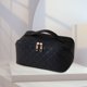 thumbnail image 4 of Difusor De Aceite Esencial Bolsa de cosméticos de PU Caja de maquillaje a cuadros de gran capacidad para regalos de vacaciones (negro) Likrtyny Cuidado Belleza, 4 of 9