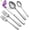 Silver Leaves, variant on Hammered Silverware Set, 40-Piece Stainless Steel Flatware Set for 8, Mirror Finish Tableware Kitchen Cutlery Sets, Durable Home Eating Utensils Sets Includes Fork Spoon Knife, Dishwasher Safe