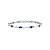 1.68 Carat (Ctw) Natural Blue Sapphire Bracelet in 14K White Gold