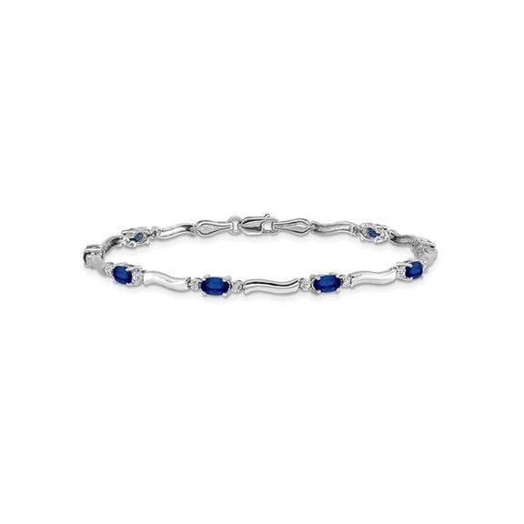 1.68 Carat (Ctw) Natural Blue Sapphire Bracelet in 14K White Gold