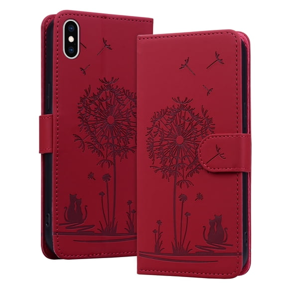 Allytechgroup for iPhone XS Max Case with Credit Card Slot, RFID Blocking PU Leather Flip Wallet Case for Women Girls Shockproof Protective Case Cover for iPhone XS Max, Red