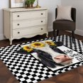 thumbnail image 4 of Farmhouse Cows Area Rug 4x6 Washable Rug Non Slip Sunflower Daisy White Black Plaid Large Area Rug Indoor Floor Carpet for Entryway Bedroom Kitchen Living Room Home Office Dining Room Nursery, 4 of 8