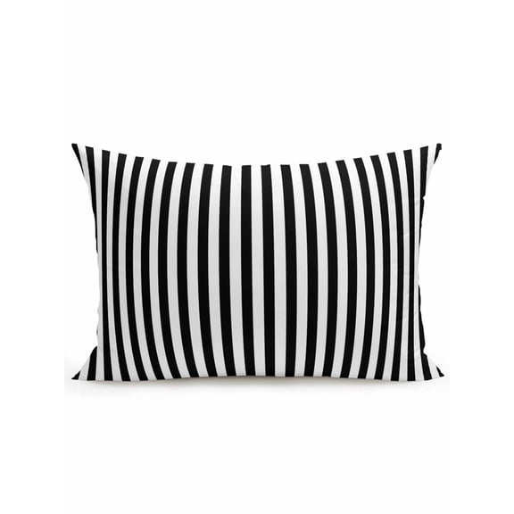 Waterproof Outdoor Throw Pillows with Inserts 12"x20", Black White Stripe Soft Decorative Pillowcases for Couch Bedroom, Modern Minimalist Geometric Striped Pillow Covers for Sofa Living Room