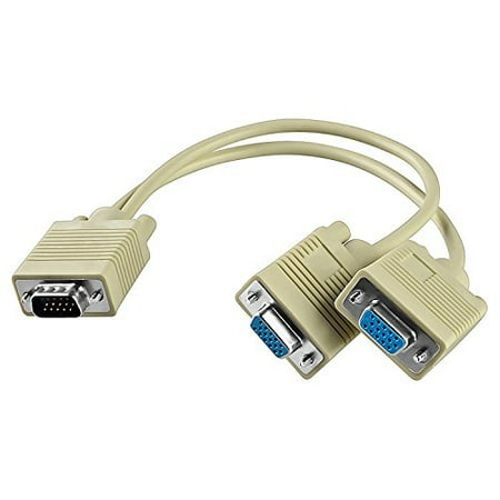 VGA SVGA 1 to 2 Y Splitter monitor video Cable for PC (1 PC to 2 (Best Cable To Connect Pc To Monitor)