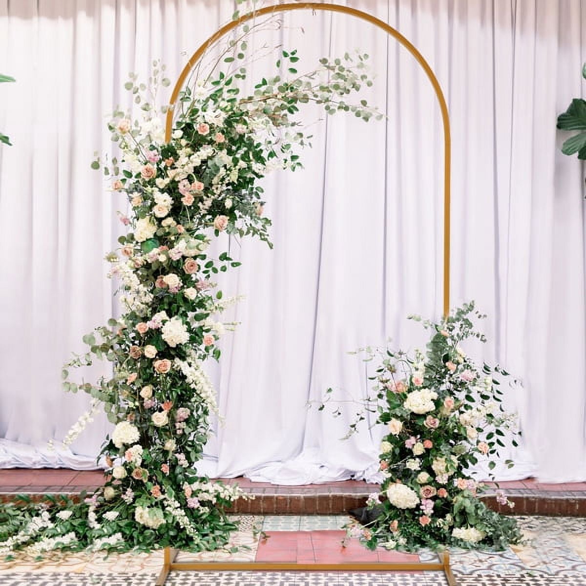 100x200cm Wedding Iron Arch - Golden Yellow Finish, Rustproof, Easy Install, with Water Bag & Floor Nails​