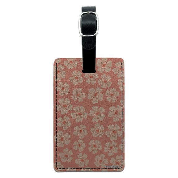 Peachy Flowers Rectangle Leather Luggage Card Suitcase Carry-On ID Tag