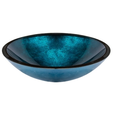 Eden Bath EB-GS84 18.75 x 15.375 x 5 in. Oval Foil Glass Vessel Sink, Turquoise Blue