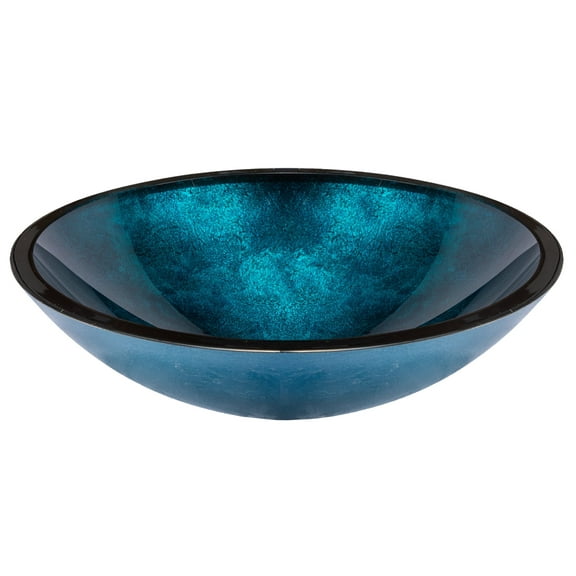 Eden Bath EB-GS84 18.75 x 15.375 x 5 in. Oval Foil Glass Vessel Sink, Turquoise Blue