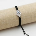 thumbnail image 3 of Letter I Hand of Fatima Bracelet Hamsa Hand Evil Eye Lucky Charm Protection Bracelet Braided String AdjustableY3791-I, 3 of 7