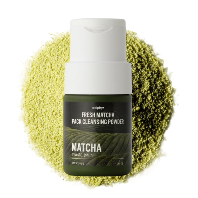 delphyr FRESH MATCHA PACK POLVO LIMPIADOR Mascarilla Matcha Ceramida Jabón facial suave Limpiador facial para piel radiante para piel seca Cuidado de la piel coreano Sin fragancia 40 g/1.41fl.oz.