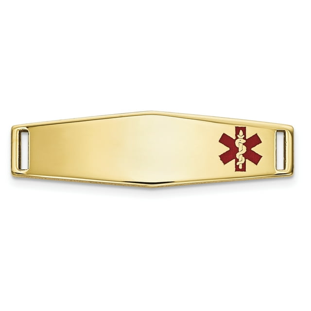 14k Yellow Gold Epoxy Enameled Medical Alert Id Off Ctr Soft Plate # 816 Bracelet Component