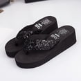 thumbnail image 2 of BRIGHTFUFU De mujer Brillo Plataforma Sandalias Brillantes Tanga Sandalias Antideslizante Tacón cuña Flops Talla 40 (Negro), 2 of 7