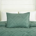 thumbnail image 3 of Chezmoi Collection Debroah Green Clip Jacquard Geometric Comforter Set, King, 3-Piece Striped Pattern Waffle Textured Lightweight Bedding, 3 of 9