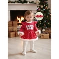 thumbnail image 4 of BemeyourBBs Newborn Baby Girl Christmas Outfit Velvet Santa Romper Dress Bow Embroidery Long Sleeve Smocked Tutu Dress Headband 2 Piece Set, 4 of 9