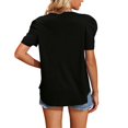 thumbnail image 6 of Azrian Womens Tops Clearance Fall Saving,Womens Plus Blouses Casual V-Neck Short Sleeve T-Shirts Solid Puff Sleeve Summer Blouse Tops on Sale, 6 of 6