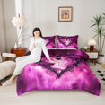 thumbnail image 4 of Feelyou 3D Spider Animal Queen Comforter Set, Pink Romantic Rose Floral Bedding Sets, Happy Valentine's Day Reversible Bedding Comforter Set, Super Cozy Room Decor, 3pcs, 4 of 8