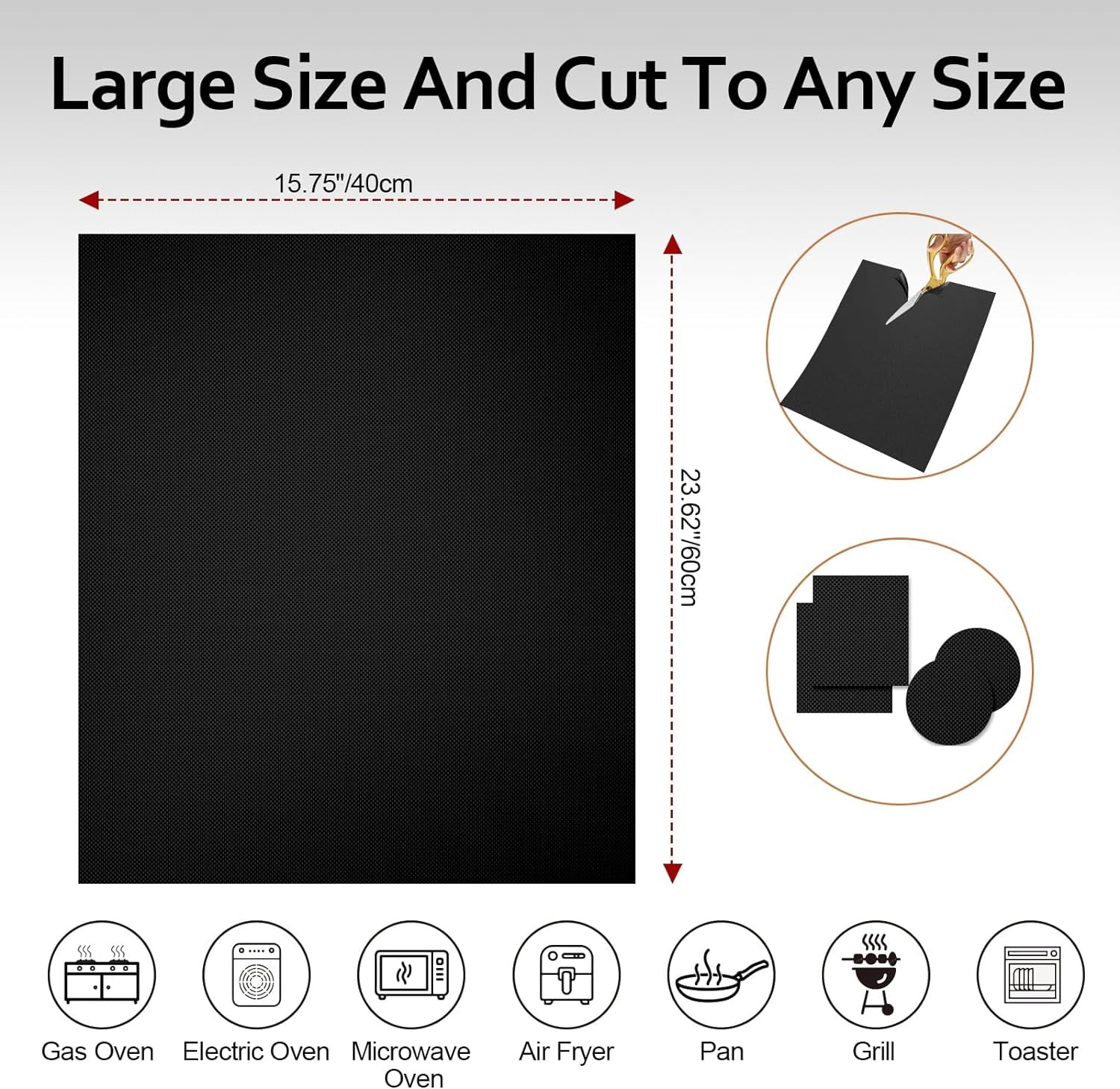 MorexLab Oven Liner 16 x 24 Inch Thick Heavy Duty Non Stick Teflon Baking Mat, 3 Count