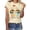 Beige, variant on XFeng Women Christmas In July T-Shirt, Retro Sunset Palm Tree Sunglasses Santa Hat String Lights Graphic Short Sleeve Crew Neck Casual Summer Beach Tee